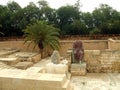 Ancient Roman statue & ruins, Caesarea, Israel Royalty Free Stock Photo