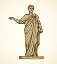 Ancient Roman statue. Vector drawing Royalty Free Stock Photo