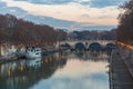 Ancient Roman stone bridge over the Tiber River, Rome, Italy Royalty Free Stock Photo