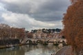 Ancient Roman stone bridge over the Tiber River, Rome, Italy Royalty Free Stock Photo