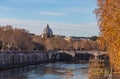 Ancient Roman stone bridge over the Tiber River, Rome, Italy Royalty Free Stock Photo