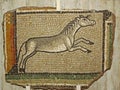 Ancient Roman visantian stone mosaic floor element representing horse. Royalty Free Stock Photo