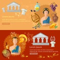 Ancient Rome and Ancient Greece banners tradition and culture