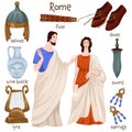 Ancient rome people and clothes, old furniture Royalty Free Stock Photo