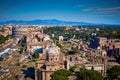 Ancient Rome Ruins Forum Colosseum view from Altar of the Fatherland Rome Italy