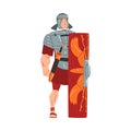 Ancient Rome Warrior, Male Roman Legionnaire Character with Sword and Shield Vector Illustration Royalty Free Stock Photo