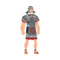 Ancient Rome Warrior, Male Roman Legionnaire or Soldier Character Vector Illustration