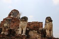 Ancient Round And Bell Shape Pagodas With Stucco Lion Royalty Free Stock Photo