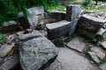 Ancient round ruined dolmen in the valley of the river Jean, Monument of archeology megalithic structure