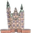 Vector. Facade of the beautiful Rosenborg castle. Copenhagen.