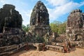 Ancient ruin of the Bayon temple, Angkor Wat Cambodia Royalty Free Stock Photo