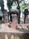 Ancient ruin of hindu god sivalinga statue