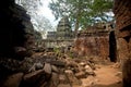 Ancient ruin of the Ta Phrom temple, Angkor Wat Cambodia Royalty Free Stock Photo