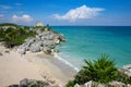 Ancient Ruin at the beach , Tulum, Mexico Royalty Free Stock Photo