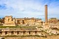 Ancient ruined walls of Grand Court of Jupiter temple, Beqaa Valley, Baalbeck, Lebanon Royalty Free Stock Photo