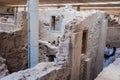 Ancient ruins at Akrotiri archaeological site in the Santorini Island Royalty Free Stock Photo