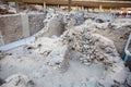 Ancient ruins at Akrotiri archaeological site in the Santorini Island Royalty Free Stock Photo