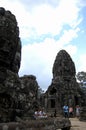 Ancient ruins antique building of Prasat Bayon Castle or Jayagiri Brahma Temple for Cambodian people and travelers travel visit