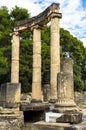 Ancient ruins of archaeological site of Olympia in Peloponnese, Greece. Royalty Free Stock Photo