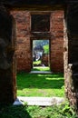 Ancient ruins brick building and antique architecture of official residence of ambassador home or Wichayen house for thai people