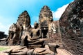 Ancient ruins of buddha statue in Lop Buri Province, Thailand Royalty Free Stock Photo