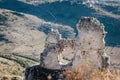 Ancient ruins of Castle of Rocca Calascio - famous mountaintop fortress in the municipality of Calascio