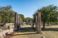 Ancient ruins of columns at Olympia, Greece Royalty Free Stock Photo