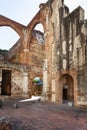 Ancient ruins of the first American hospital, San NicolÃ¡s de Bari in Santo Domingo,16th century. Arches, columns and walls