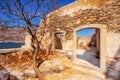 Ancient ruins of a fortified leper colony - Spinalonga Kalydon island Royalty Free Stock Photo