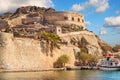 Ancient ruins of a fortified leper colony - Spinalonga Kalydon island Royalty Free Stock Photo