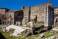 Ancient ruins of the Forum of Augustus with Temple of Mars the Avenger inaugurated in 2 BC