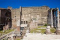 Ancient ruins of the Forum of Augustus with Temple of Mars the Avenger inaugurated in 2 BC