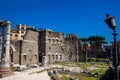 Ancient ruins of the Forum of Augustus with Temple of Mars the Avenger inaugurated in 2 BC