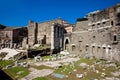 Ancient ruins of the Forum of Augustus with Temple of Mars the Avenger inaugurated in 2 BC