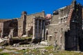 Ancient ruins of the Forum of Augustus with Temple of Mars the Avenger inaugurated in 2 BC