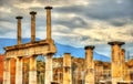 Ancient ruins of the Forum in Pompeii Royalty Free Stock Photo