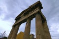 Ancient ruins of Gate of Athena Archegetis, on the winds square plateia aeridon below the Acropolis of Athens, Greece.
