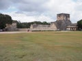 Ancient ruins of great ball court buildings on Chichen Itza in Mexico, largest and most impressive in country Royalty Free Stock Photo