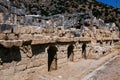 Ancient ruins of the Greek-Roman amphitheater at the ancient city of Myra in Demre, Turkey Royalty Free Stock Photo