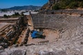 Ancient ruins of the Greek-Roman amphitheater at the ancient city of Myra in Demre, Turkey