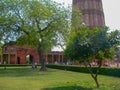 Ancient ruins at the grounds of old minaret in Delhi, India