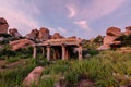 Ancient ruins of Hampi on sunset. India Royalty Free Stock Photo