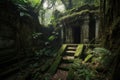 ancient ruins that have been swallowed by jungle, hidden from the eyes of civilization