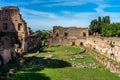 The ancient ruins of Hippodrome Of Domitian at the Roman Forum, Palatine hill in Rome. Famous world landmark Royalty Free Stock Photo