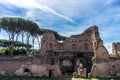 The ancient ruins of Hippodrome Of Domitian at the Roman Forum, Palatine hill in Rome. Famous world landmark Royalty Free Stock Photo