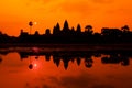 The ancient ruins of a historic Khmer temple in the temple complex of Angkor Wat in Cambodia on sunrise. Travel Cambodia concept. Royalty Free Stock Photo