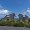 Ancient ruins on Isla Mujeres, Mexico with beautiful blue sky with clouds Royalty Free Stock Photo