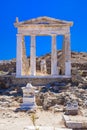 Ancient ruins in the island of Delos in Cyclades, one of the most important mythological, historical and archaeological sites. Royalty Free Stock Photo