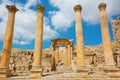 Ancient ruins at Jerash in Jordan Royalty Free Stock Photo