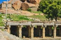 Ancient ruins on Krishna Bazaar in Hampi, India